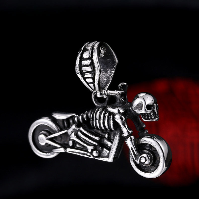 Stylish Titanium Skull Pendant for Men - European and American Motorcycle-Inspired Stainless Steel Jewelry
