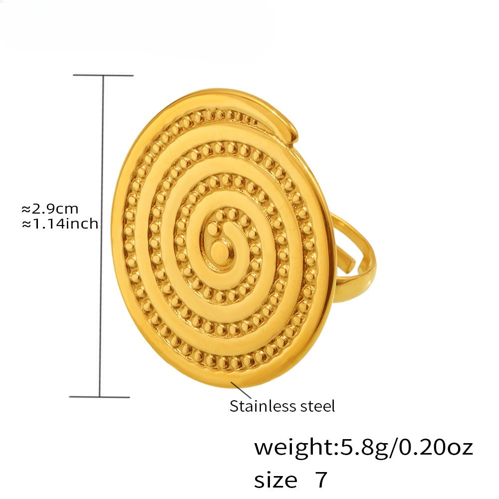 Planderful Stainless Steel Leaf Texture Ring For Women