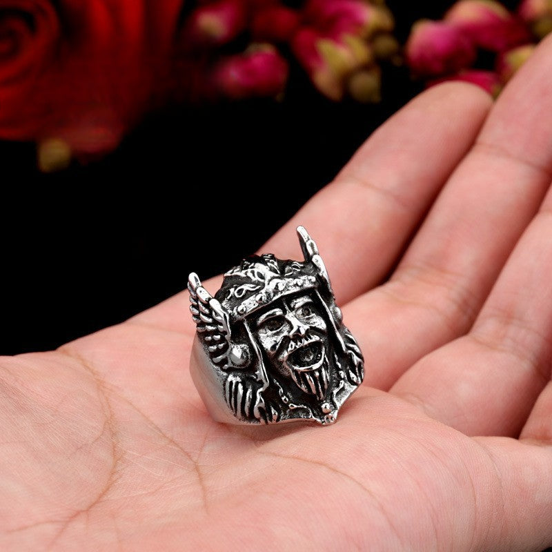 Titanium Steel Viking Mask Ring for Men - Wholesale Jewelry Collection