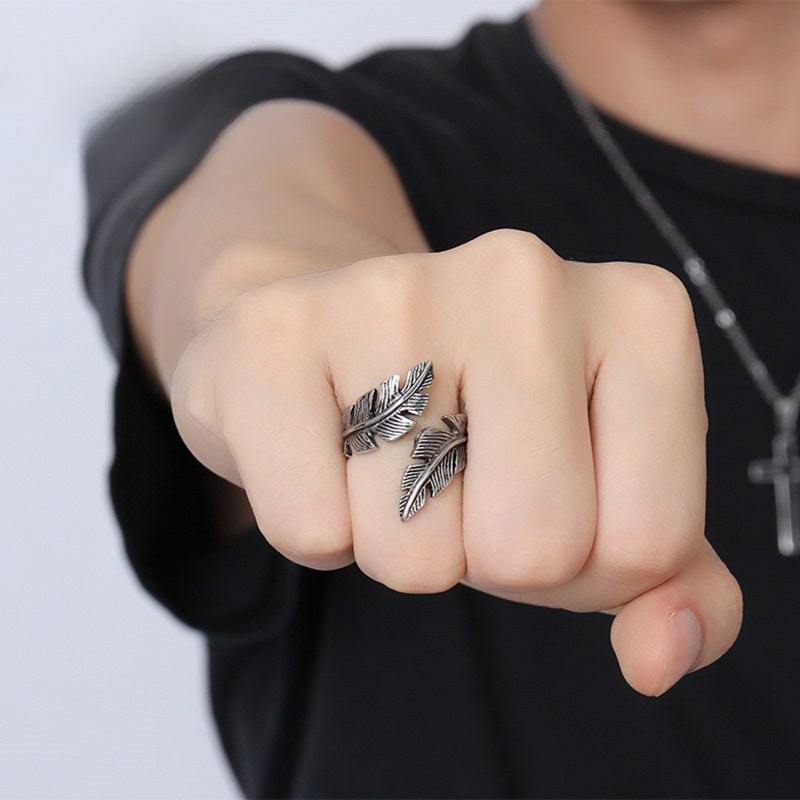Wholesale Stainless Steel Feather Casting Ring for Men