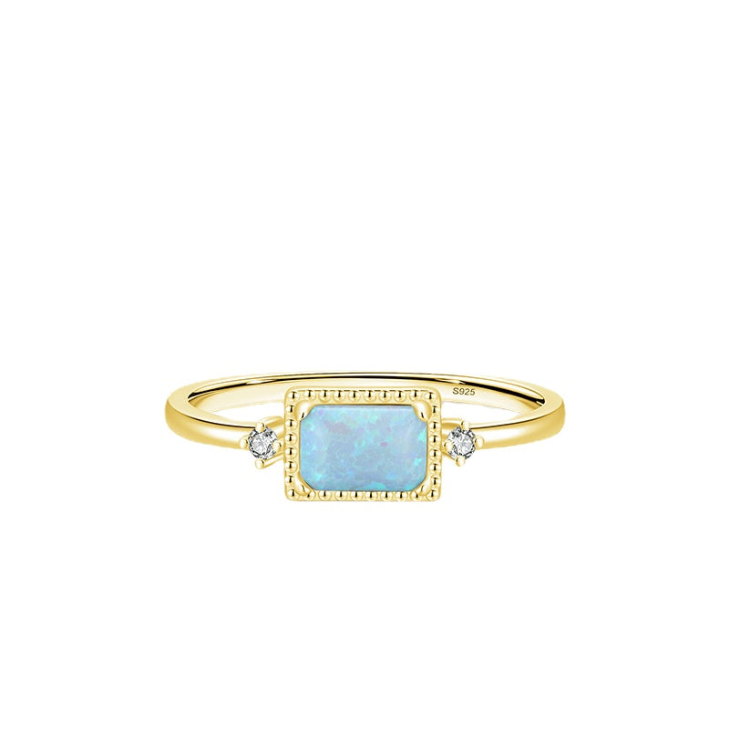 Opal Sterling Silver Ring with Korean Style Luxury Design