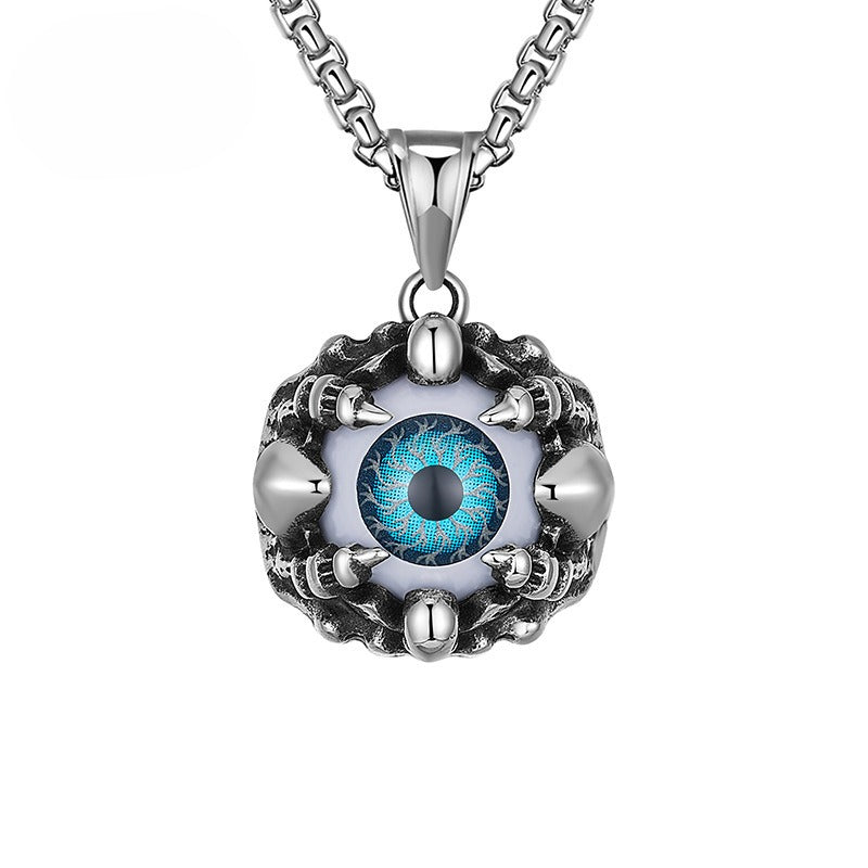 Steel Necklace – Statement Turkish Eye Pendant