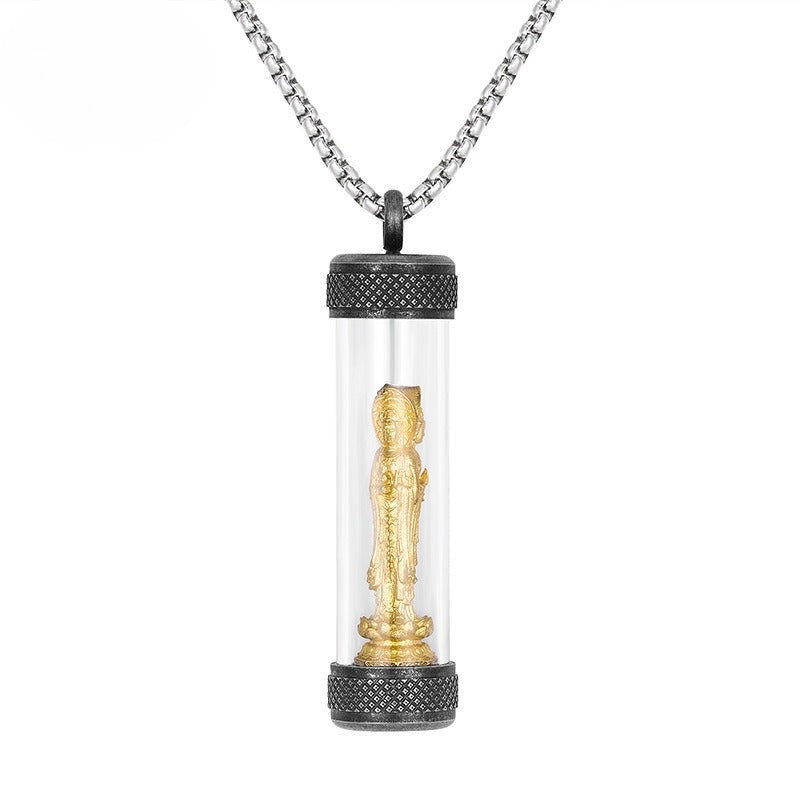 Steel Necklace – Elegant Chinese Mantra Pendant