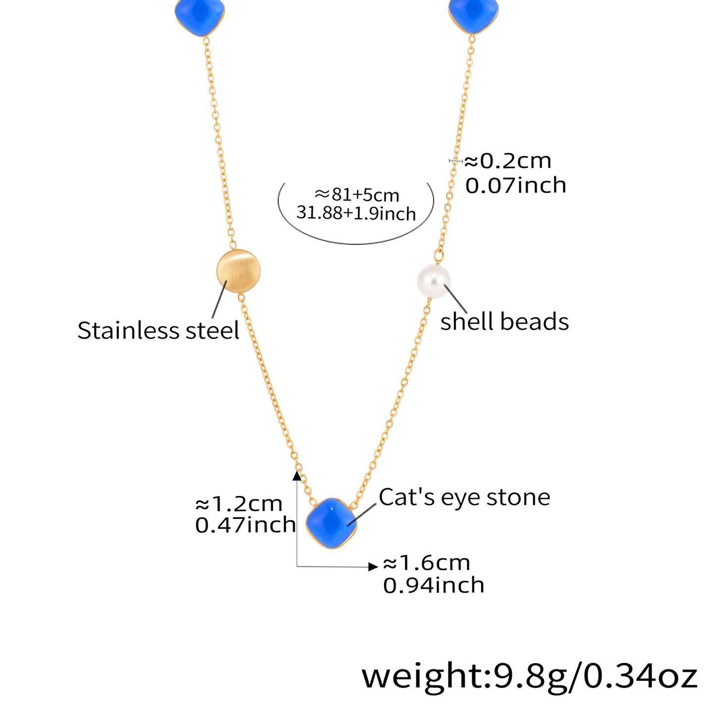 Planderful Candy Color Opal Necklace Gold Plated For Women