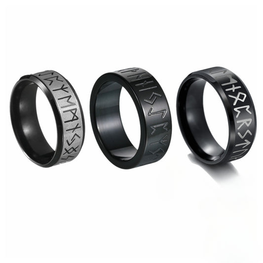 Norse Rune Viking Rings Set for Men by Planderful - Steel Three-Piece Hand Ornaments