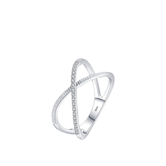 Japanese Forest Series Sterling Silver Cross Ring for Women - Small and Fashionable
