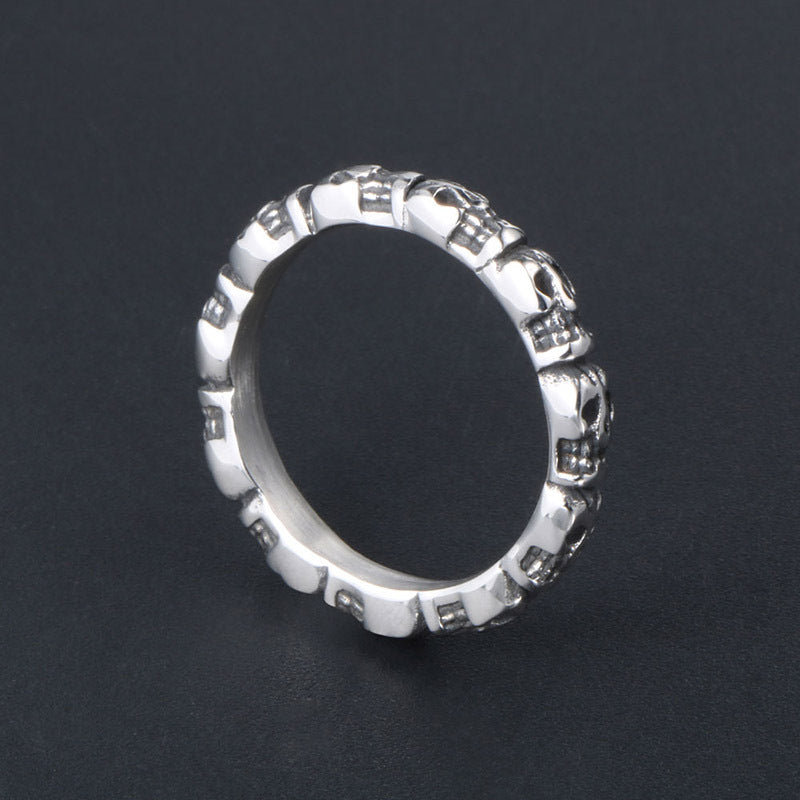 Titanium Steel Skull Series Thin Couple Rings for Men and Women