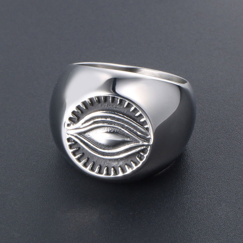 Titanium Steel Retro God's Eye Statement Ring for Men - Trendy Exaggerated Design