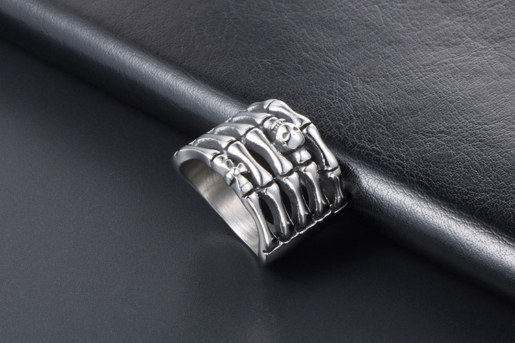 Titanium Steel Ghost Hand Ring Men Punk Fashion Jewelry