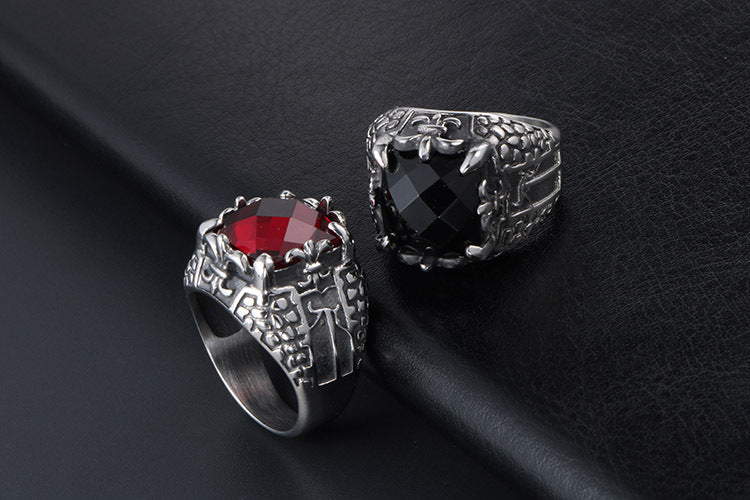 Titanium Steel Punk Zircon Ring for Men - Trendy Wholesale Jewelry Accessories