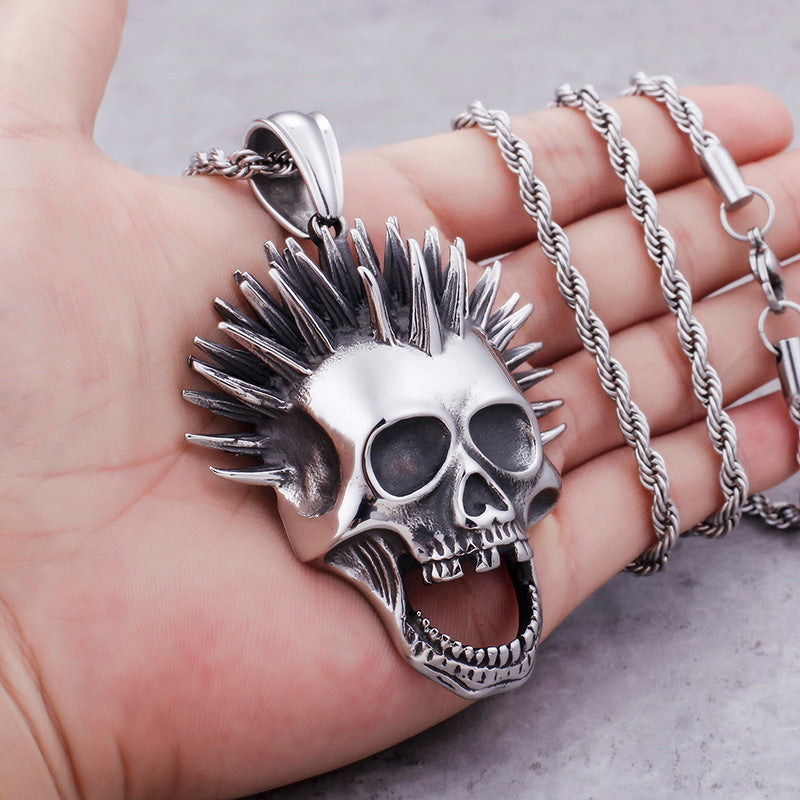 Exaggerated Ghost Head Punk Stainless Steel Pendant - Men's Gothic Jewelry