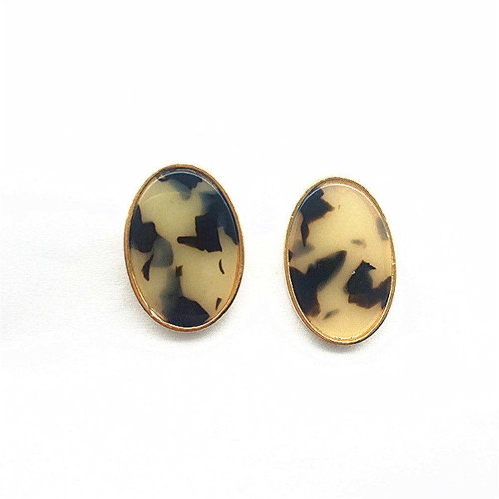 Leopard Oval Acetate Plate Earrings by Planderful - Vienna Verve Collection