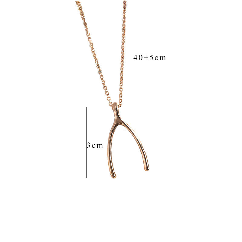 Gold-Plated Wishing Bone Necklace - Elegant Couple Gift with Versatile Style