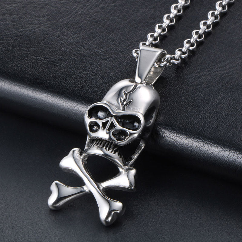 Personalized Titanium Steel Skull Pendant Necklace - Edgy Unisex Punk Jewelry