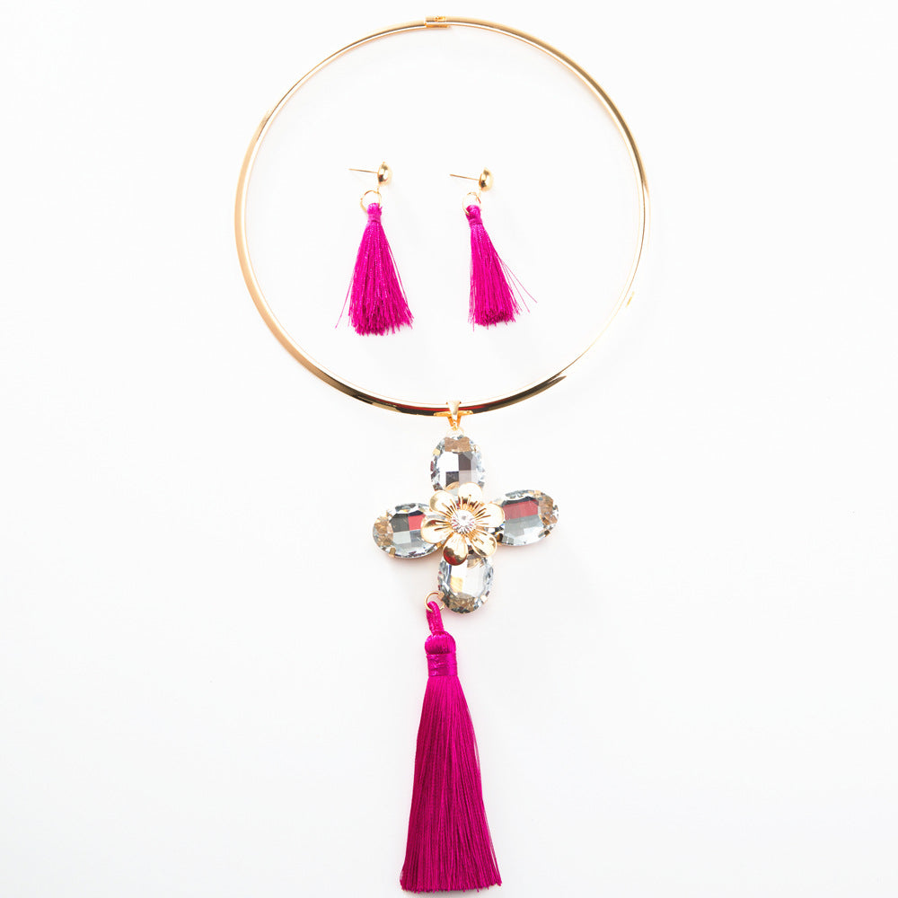 Savanna Rhythms Ethnic Crystal Necklace Set - Alloy Bridal Jewelry Kit