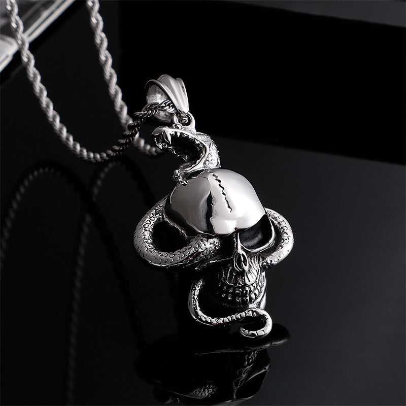 Serpent Skull Men's Pendant - Edgy Punk Style
