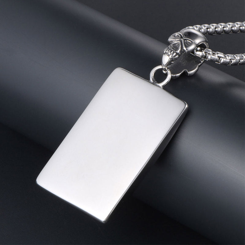 Trendy Men's Titanium Steel Skull Pendant Necklace - Personalized Playing Cards Design