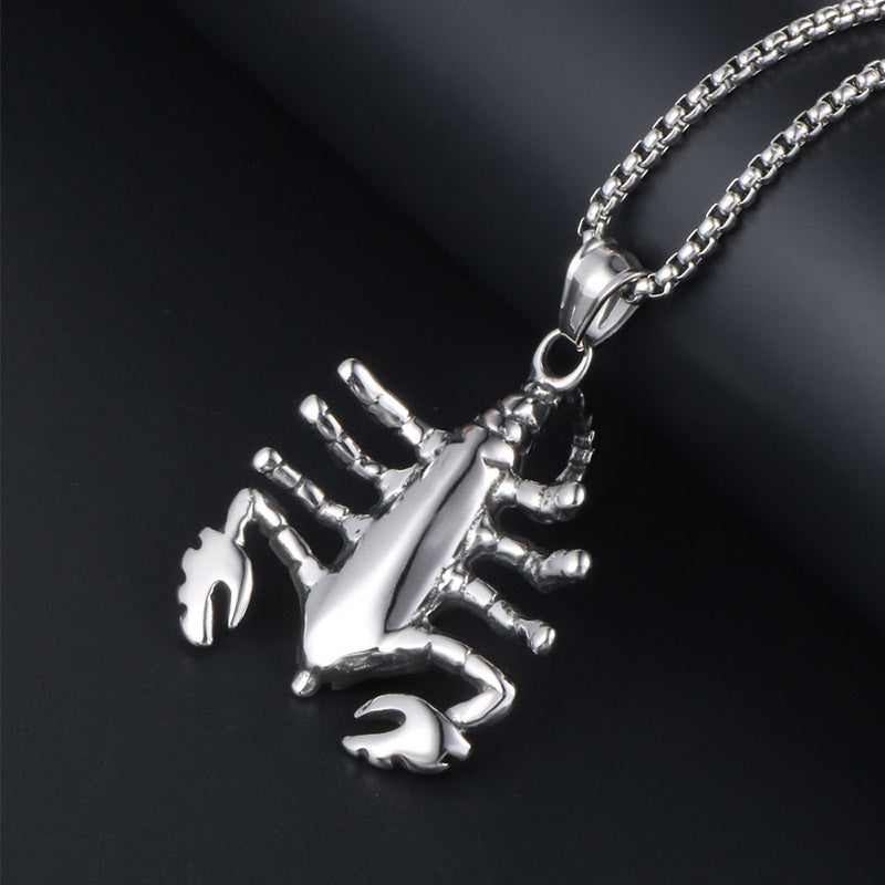 Men's Personalized Titanium Steel Scorpion Pendant Necklace - Unique Animal Design for Cross-Border Style