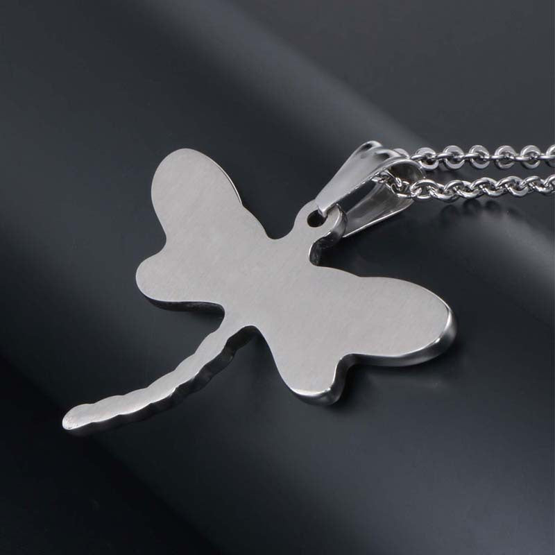 Personalized Titanium Steel Dragonfly Pendant Necklace - Trendy Fashion Jewelry for Men and Women