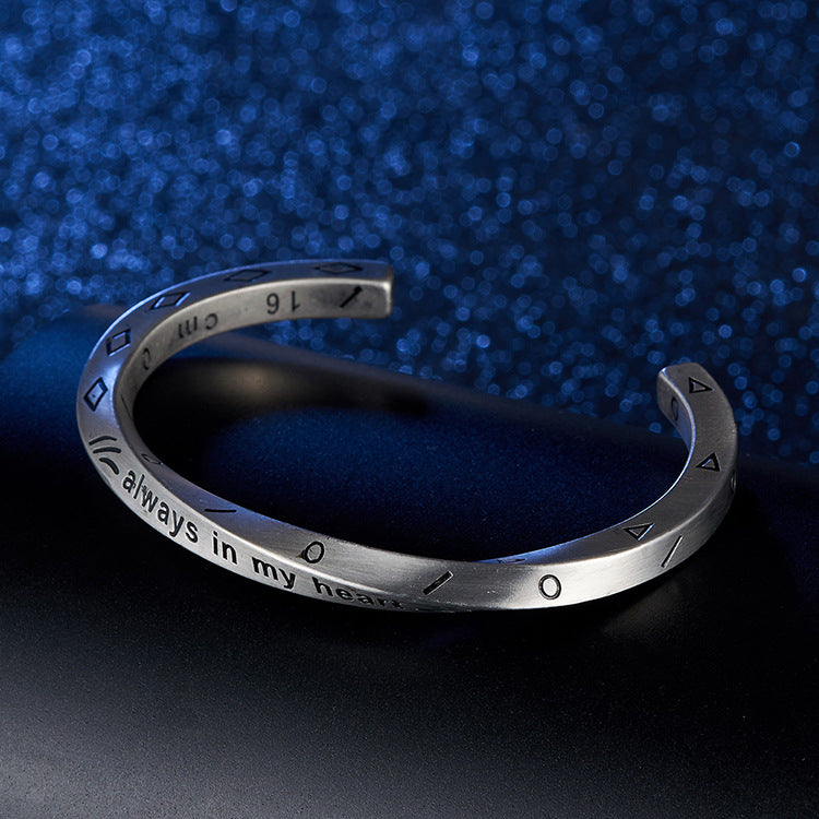 Nordic Style Retro Viking Text Titanium Steel Bracelet for Men