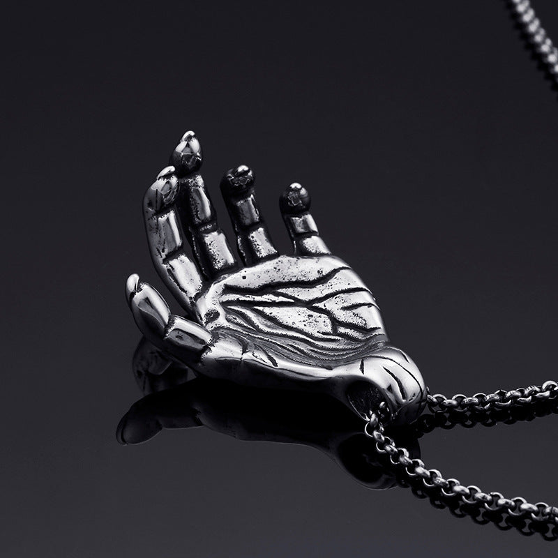 Dominant Titanium Steel Men's Ghost Hand Pendant - Edgy Nightclub Fashion Jewelry