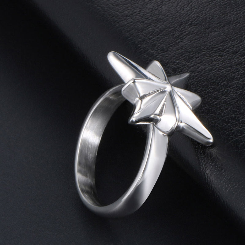 Trendy Titanium Steel Floral Ring for Men and Women - European and American Wholesale Fashion