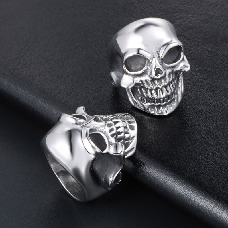 Men's Punk Titanium Steel Skull Ring - Exaggerated Rock Design in Stainless Steel