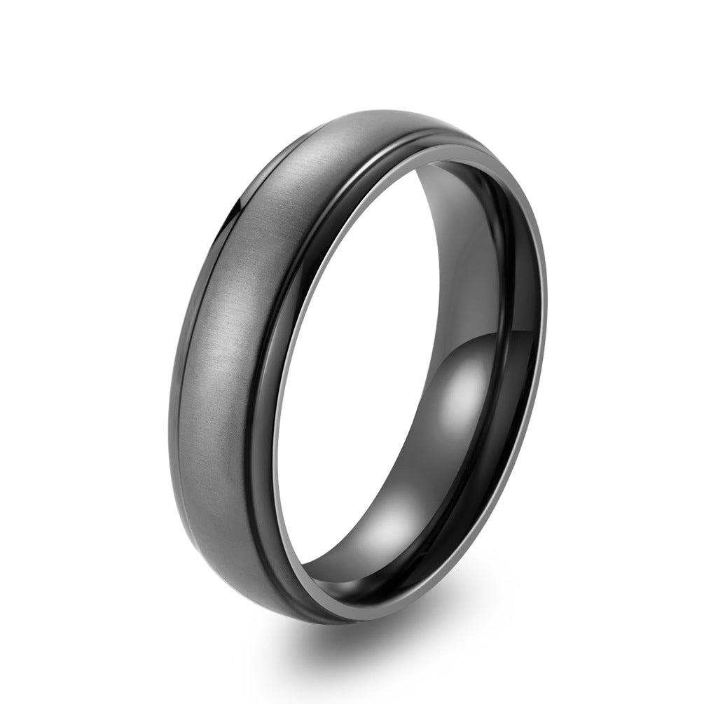 Pure Titanium Matte Black Men's Ring – Matte Blue Titanium
