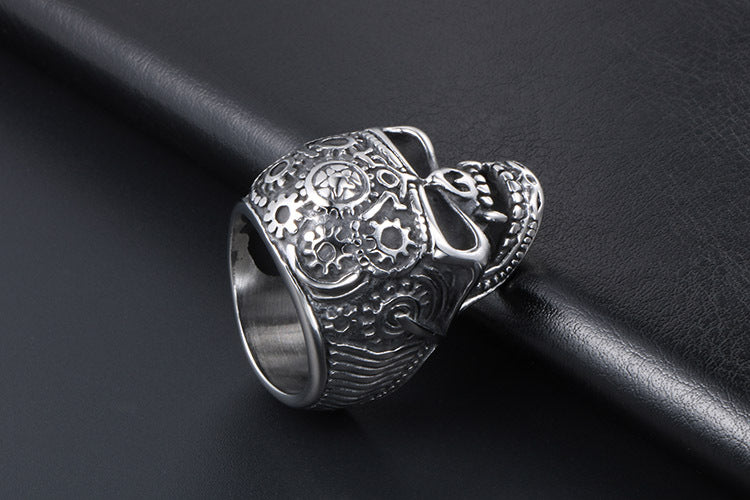 Vampire Titanium Skull Ring for Men European American Punk
