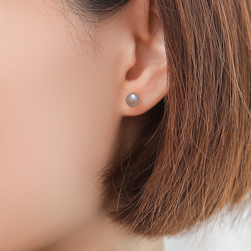 Elegant Sterling Silver Moonlight Stone Earrings with Crystal Accent