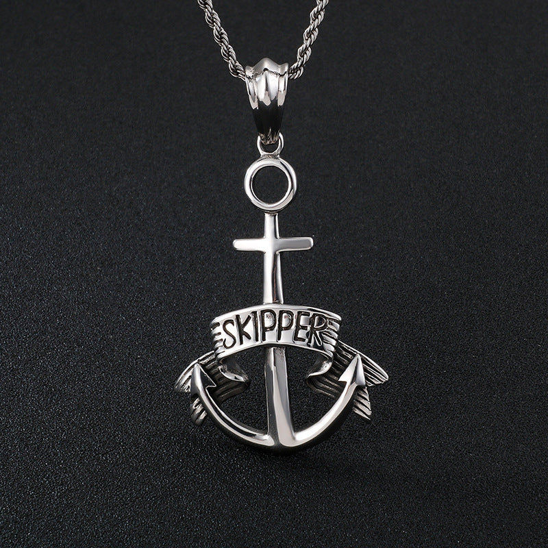 Titanium Steel Anchor Cross Pendant for Men - Planderful Collection