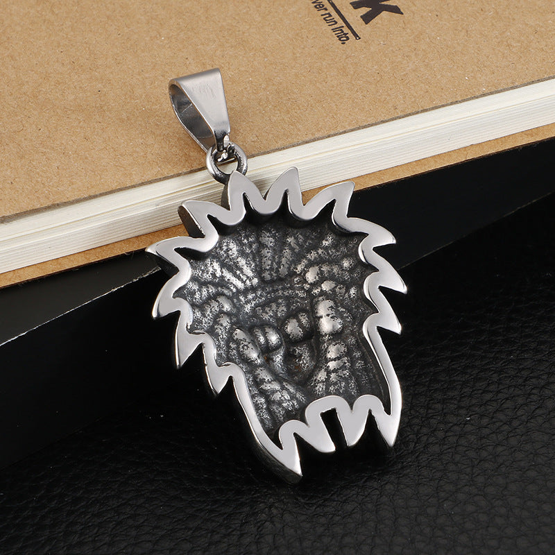 Indian Chief Titanium Steel Pendant - Men's Fashion Statement Piece