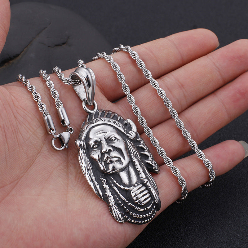 Tribal Legends Pendant Necklaces for Men, Vintage Indian Chief Inspired Ethnic Jewelry
