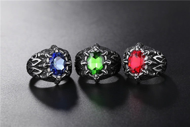 Planderful Dragon Claw Zircon Ring Unisex Steel Titanium Protection Jewelry For Everyday Wear