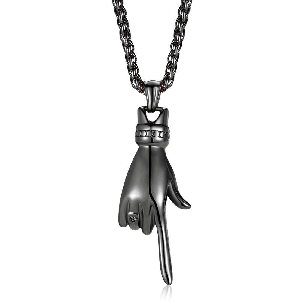 Hip-Hop Rap Vertical Middle Finger Stainless Steel Pendant