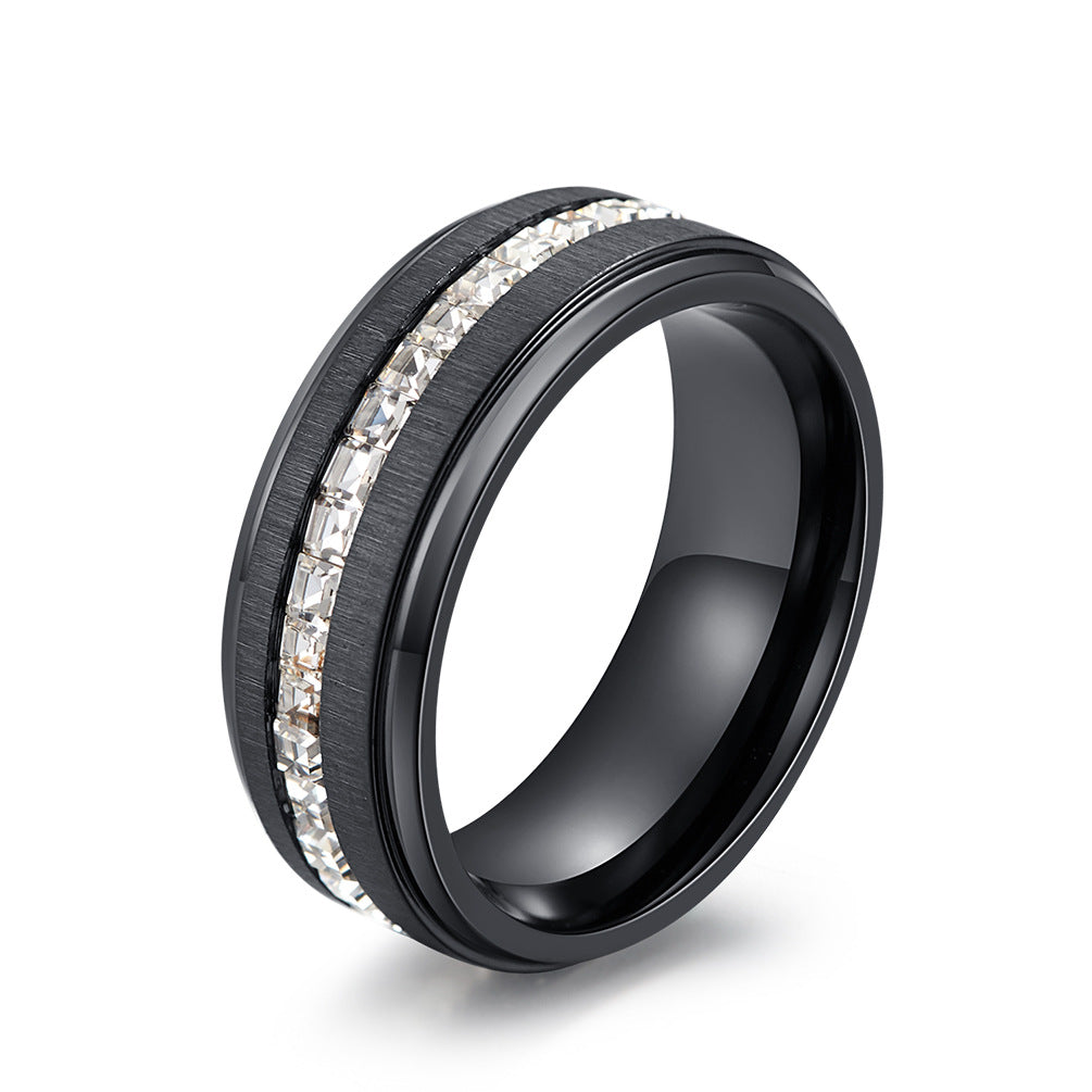Circle Square Zircon Brushed Ring – Men's Matte
