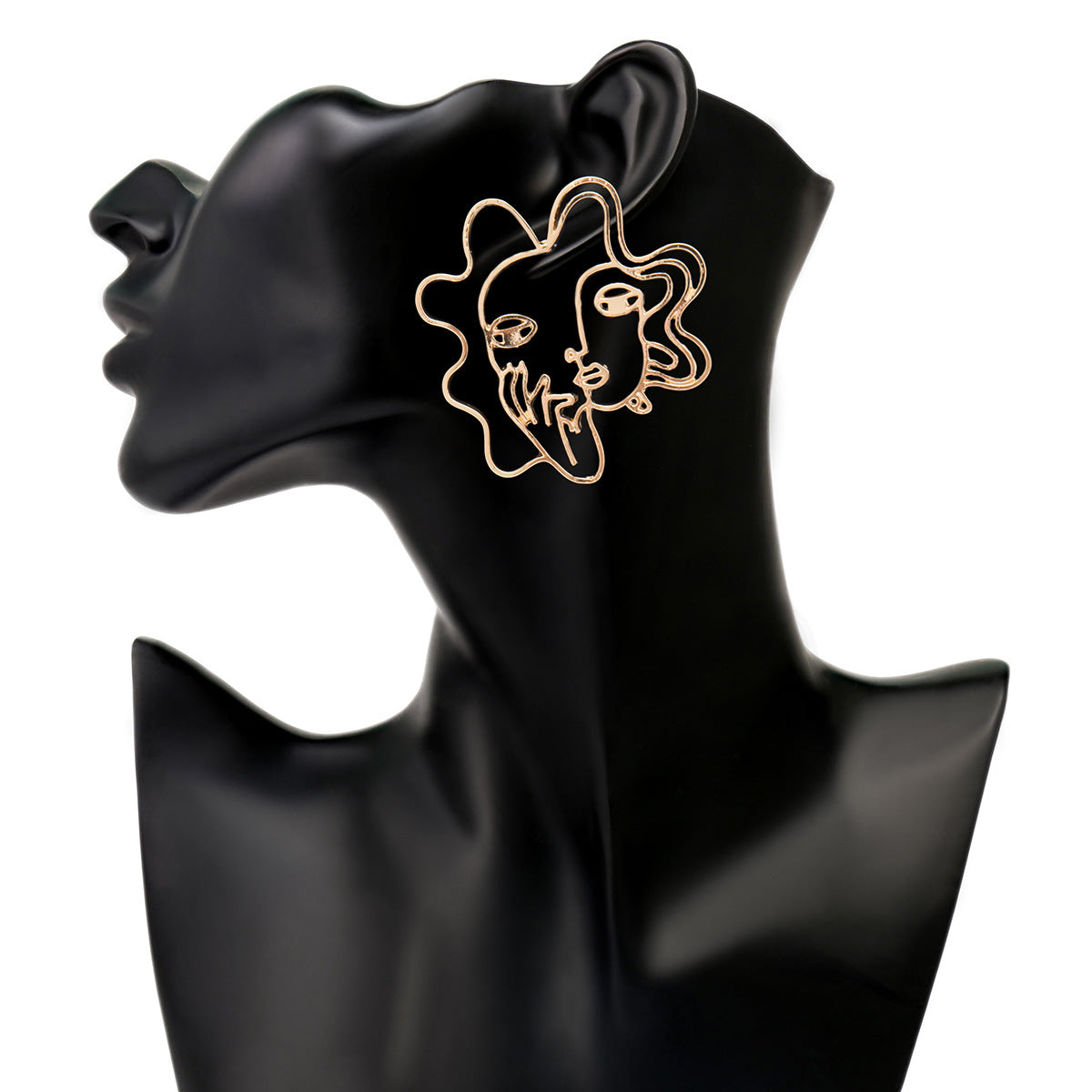 Europe and America Street Style Hollowed Out Three-dimensional Face Earrings