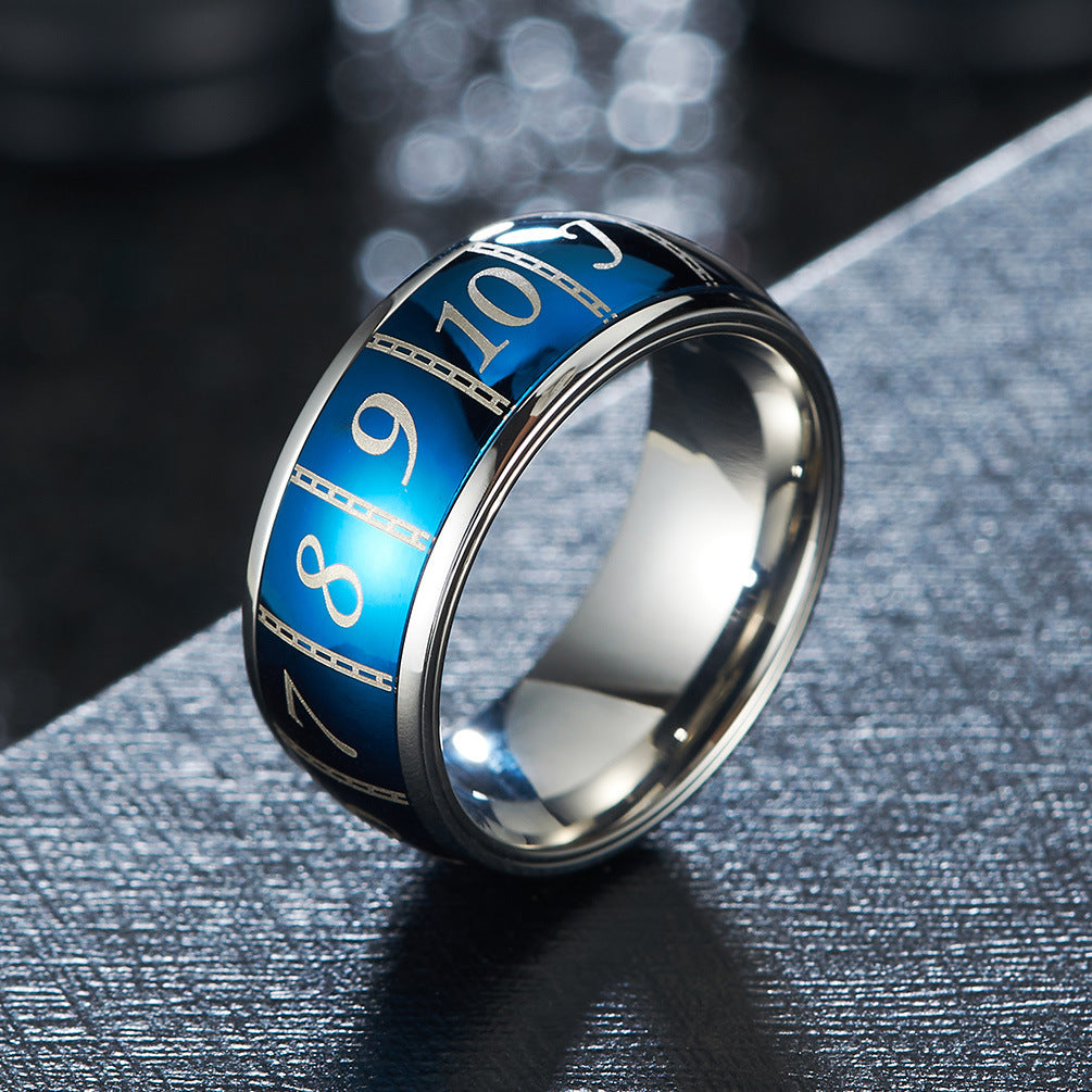Poker Digital Pattern Ring – Stainless Steel Rotatable Fun – Birthday Gift Novelty