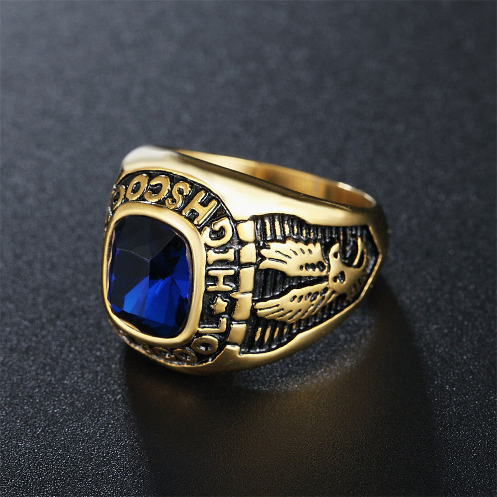 Gold Double Eagle Ring With Zircon Unisex Bold Protection Statement Planderful Everyday Genie