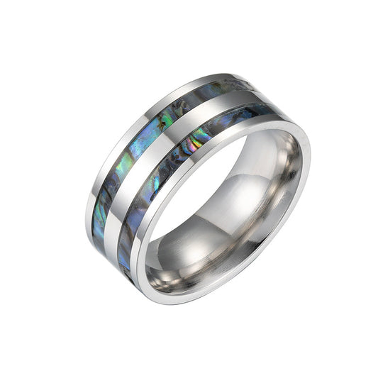Abalone Shell Titanium Steel Men's Ring - Everyday Genie Collection