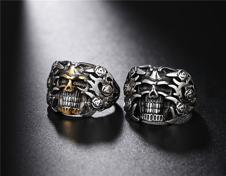 Rose Skull Titanium Steel Ring