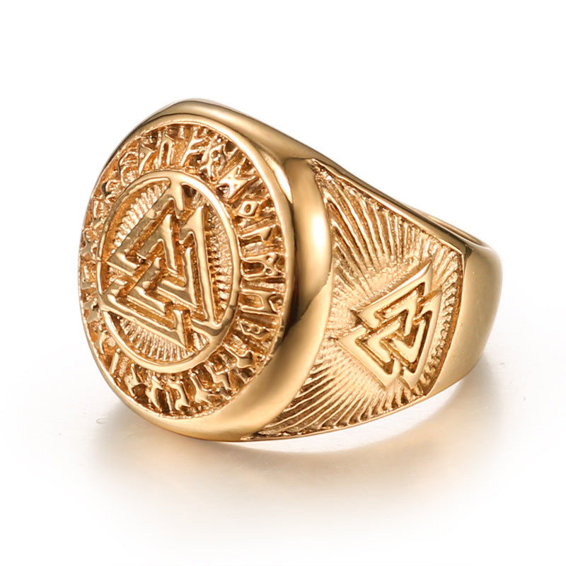 Viking Valknut Symbol Ring for Men - Stylish Celtic Knot Design in Titanium Steel