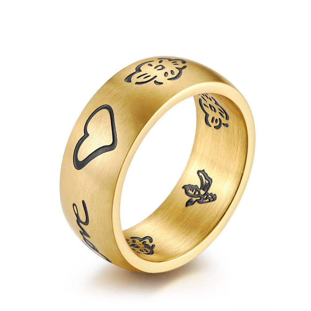Japanese and Korean Style Fearless Love Eye Ring for Men