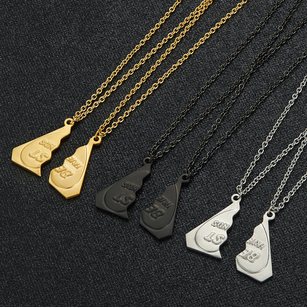Two In One Three Corners And Two Halves Split Men's Pendant Forever Best Friends Necklace