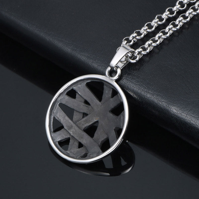 Titanium Steel Dream Catcher Pendant Necklace for Men - Trendy Woven Design with a Cool Literary Touch