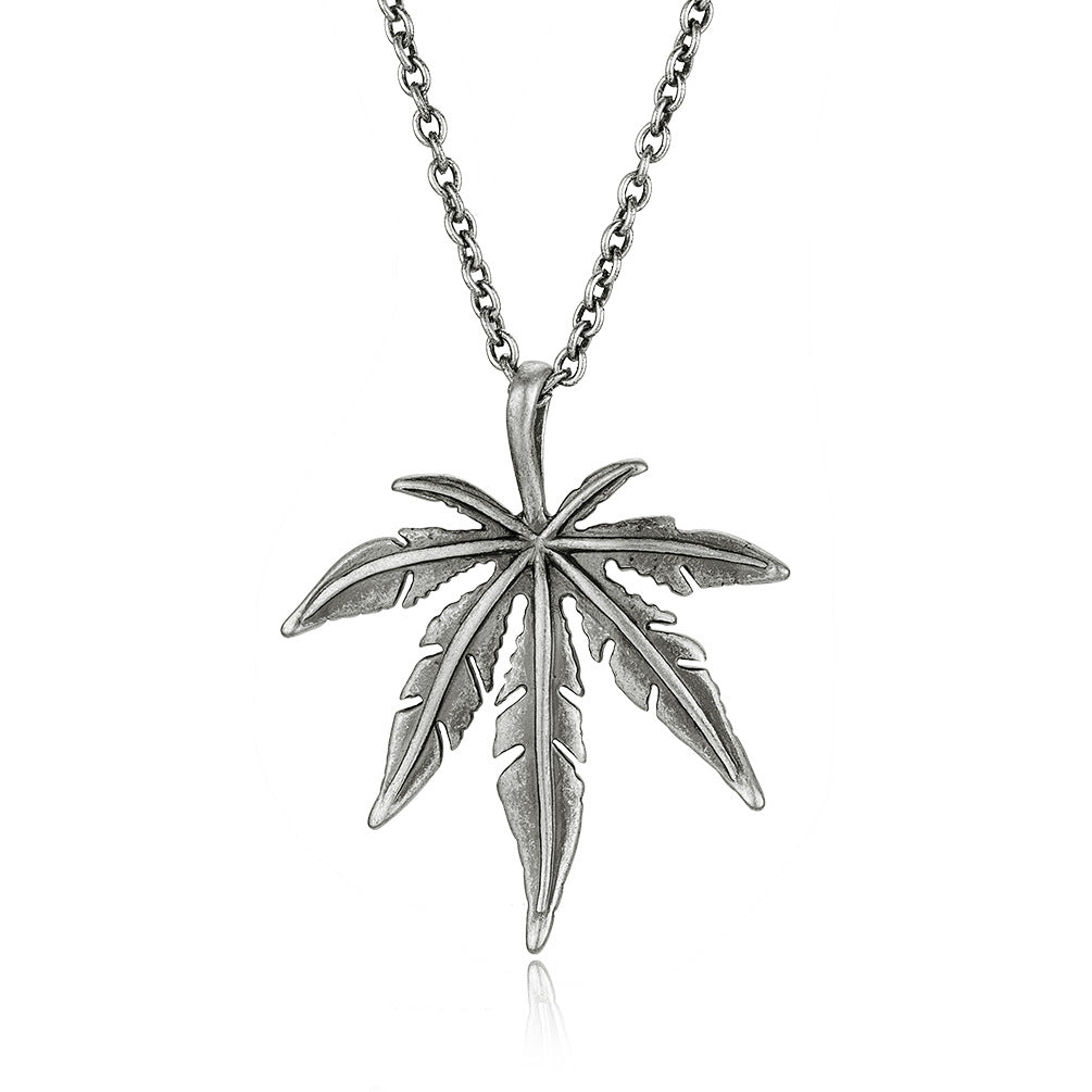 Hip Hop Hipster Titanium Steel Maple Leaf Pendant for Men