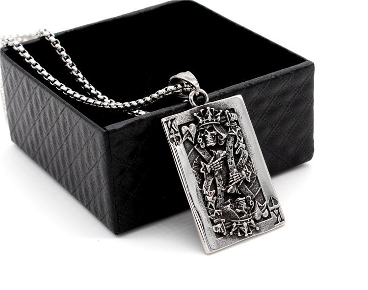 Planderful Personalized Retro Playing Cards Pendant King K Titanium Steel Unisex Protection For Card Lovers