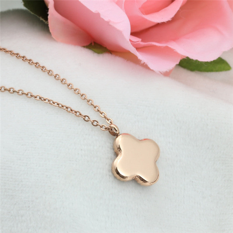 Planderful Four Leaf Clover Necklace Stainless Steel Fashion Jewelry Blessing Charm For Women