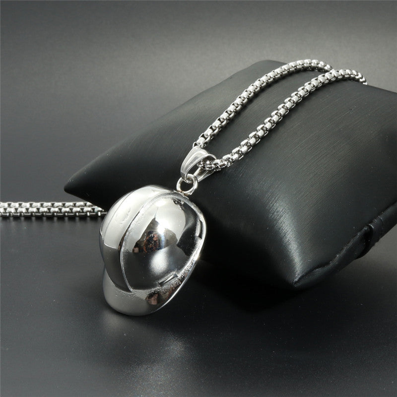 Trendy Titanium Steel Hip-Hop Hat Pendant Necklace for Men