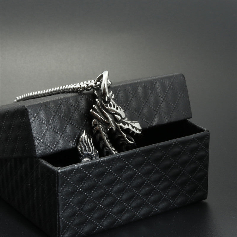 Personalized Titanium Steel Dragon Pendant Necklace for Men - Unique Boyfriend Gift